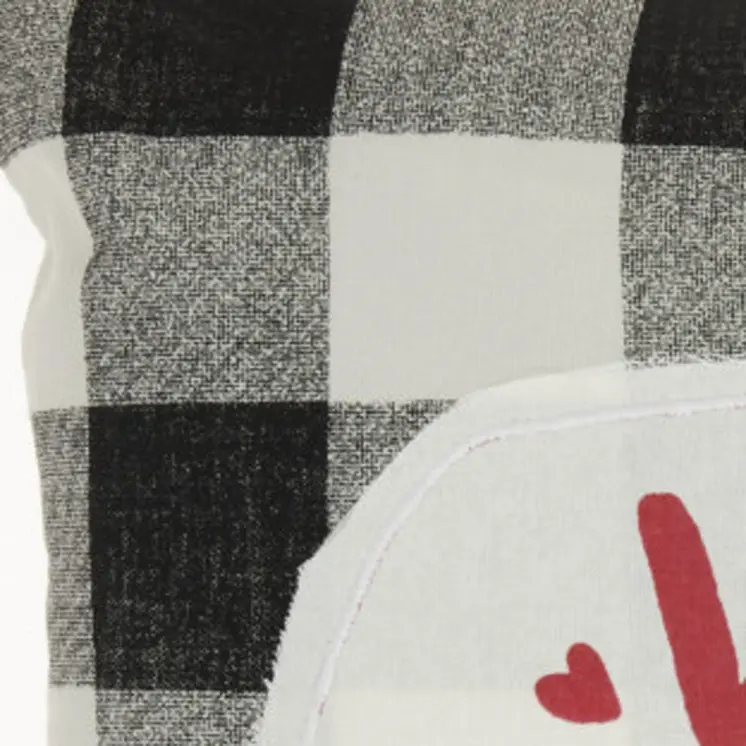 18" X 18" White Black Grey And Red Zippered Handmade 100% Cotton Christmas Throw Pillow
