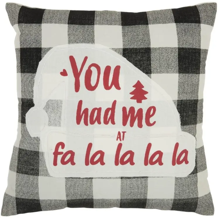 18" Black Gray and White Christmas Cotton Throw Pillow