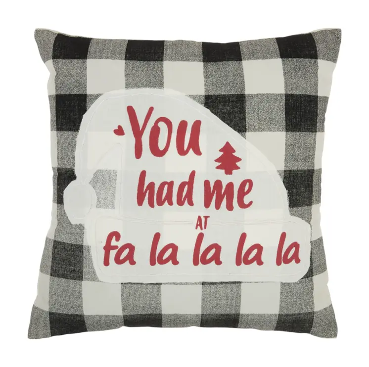 18" Black Gray and White Christmas Cotton Throw Pillow