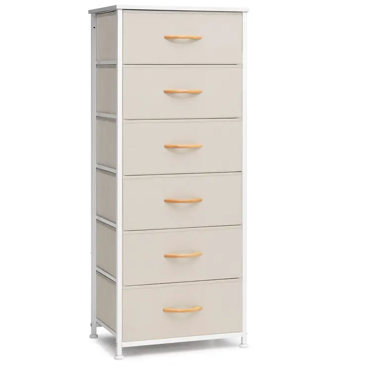 18" Blue and Black Steel and Fabric Six Drawer Chest