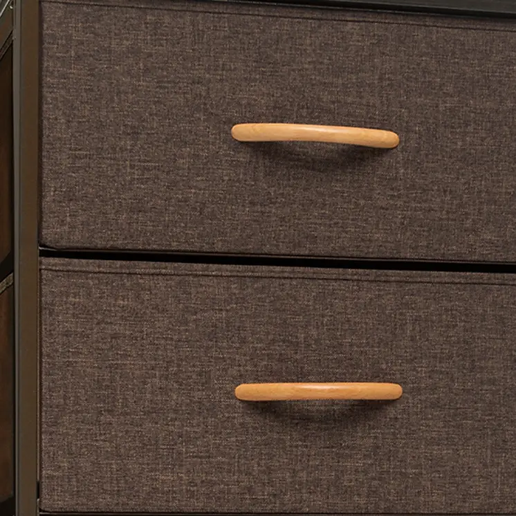 18" Brown Steel and Fabric Six Drawer Chest