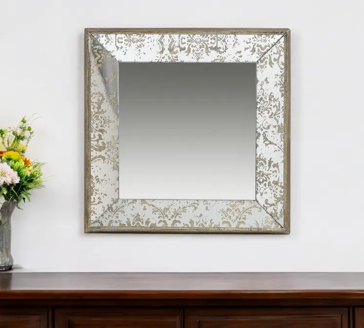 15" Square Vintage Style Wall Mounted Accent Mirror