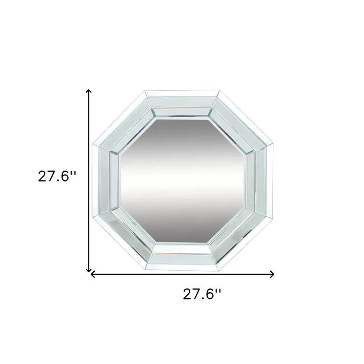 28" Silver Octagon Glass Framed Accent Mirror