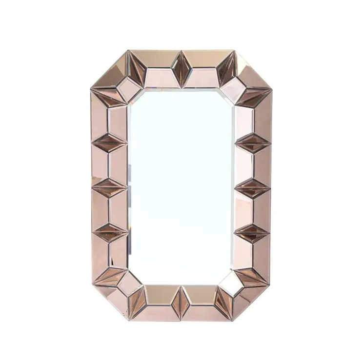 35" Rose Gold Glass Framed Accent Mirror