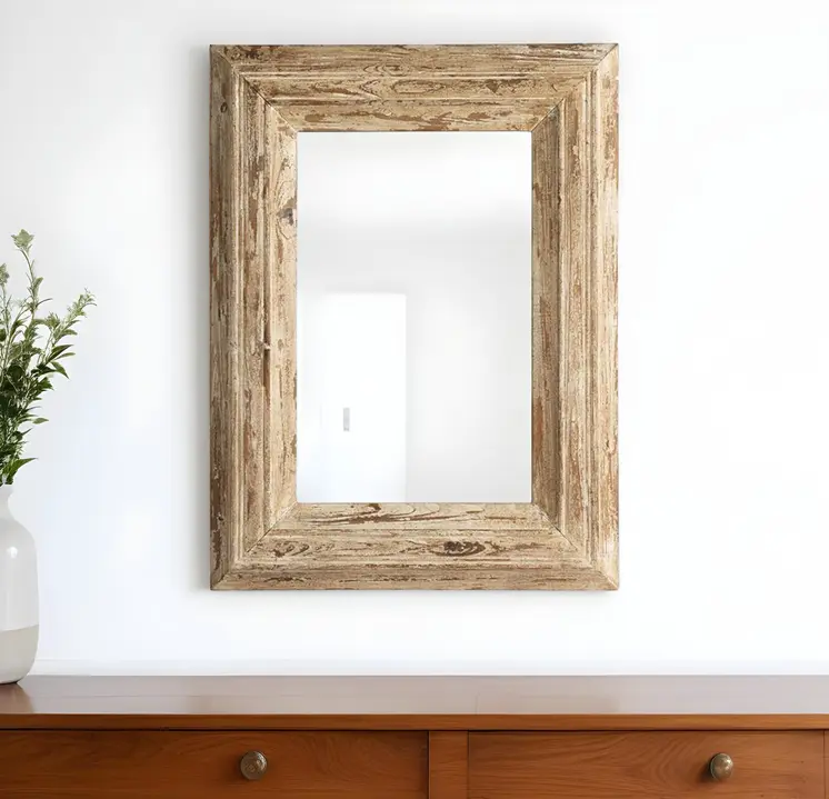 39" Natural Distressed Wood Framed Accent Mirror