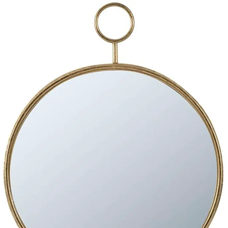 28" Gold Round Iron Framed Accent Mirror