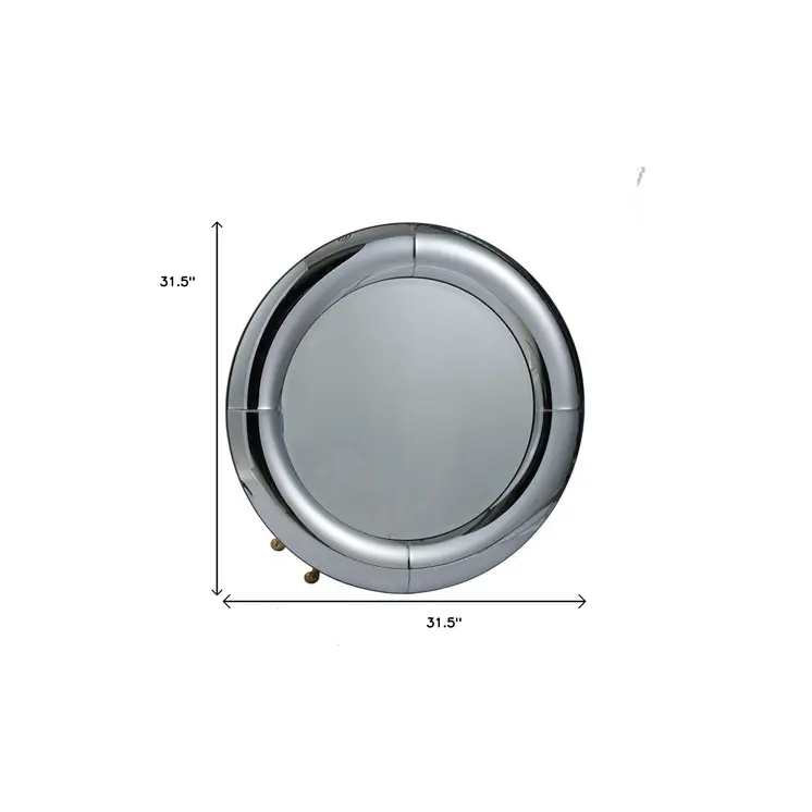 32" Silver Round Curved Frame Accent Mirror