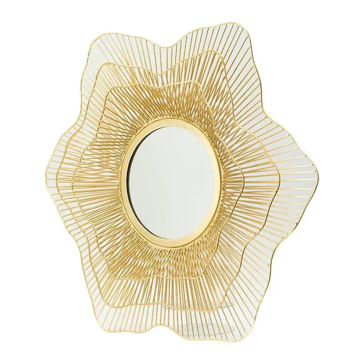 27" Gold Floral Sunburst Iron Framed Accent Mirror