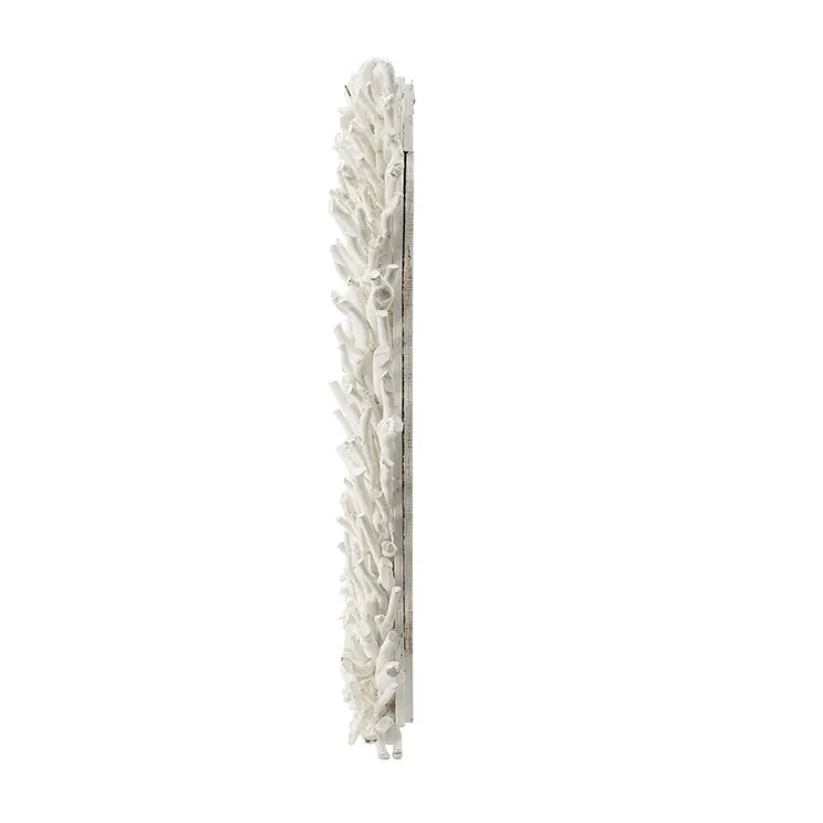 28" White Rattan Framed Accent Mirror