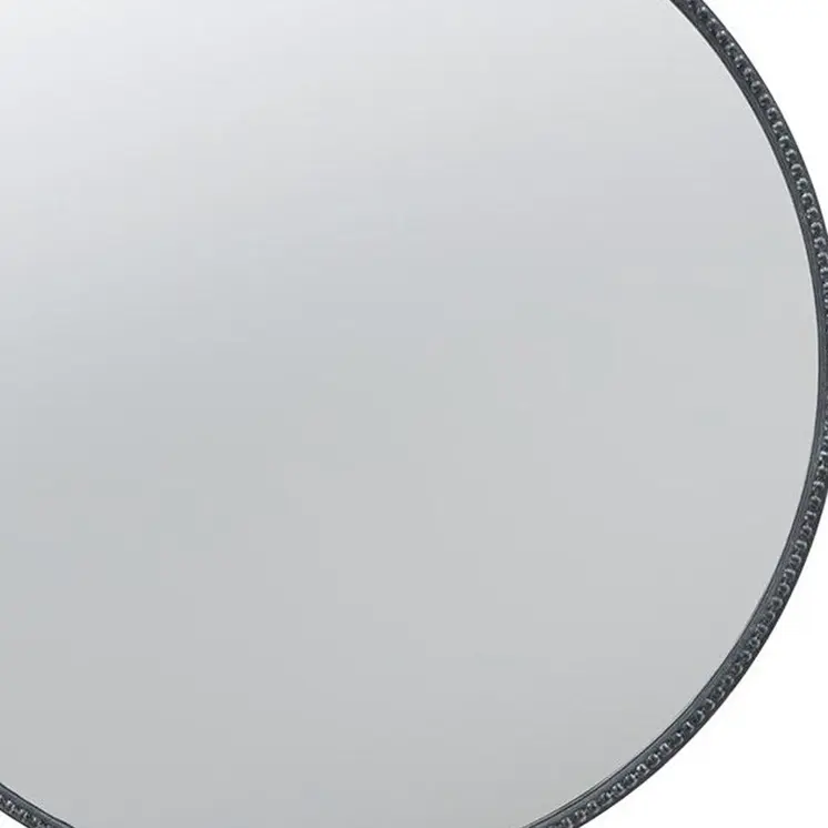 32" Black Crowned Top Iron Framed Accent Mirror