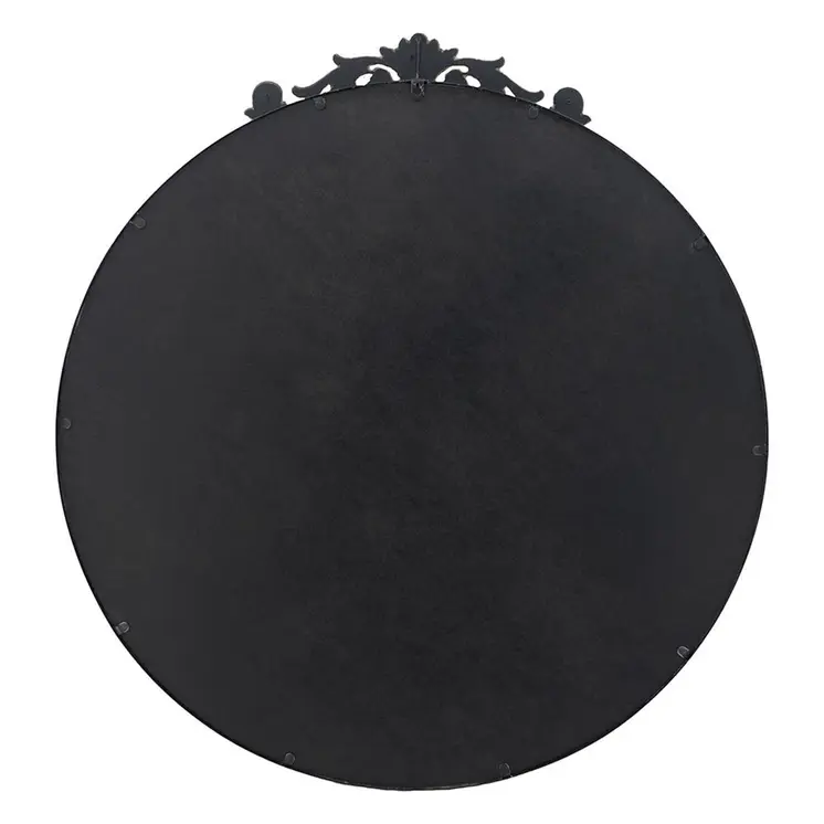 39" Black Crowned Top Iron Framed Accent Mirror
