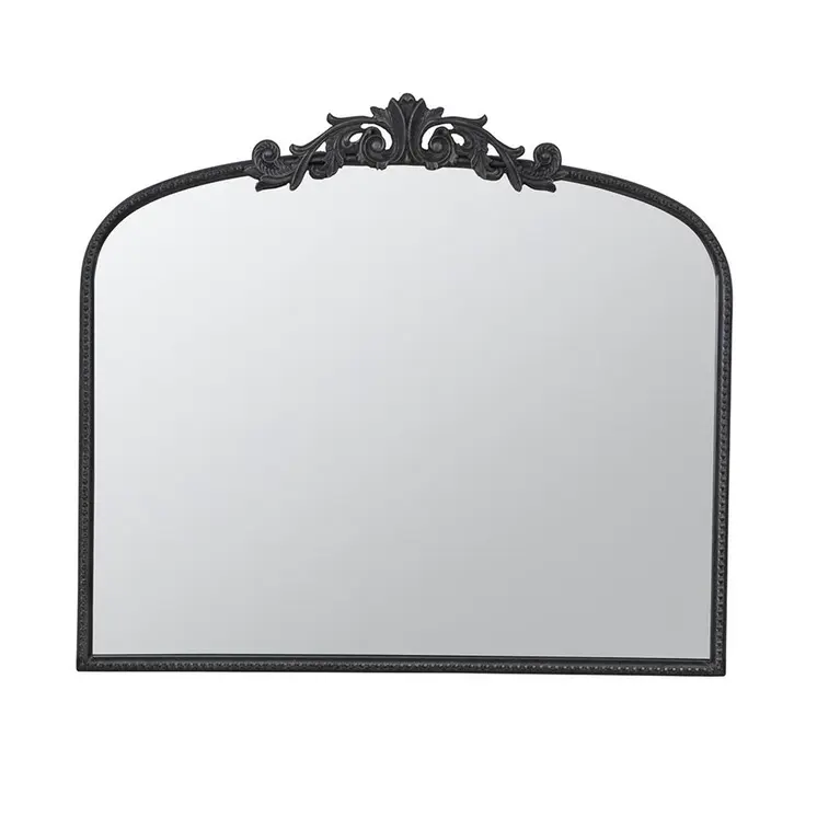 31" Black Arch Iron Framed Accent Mirror