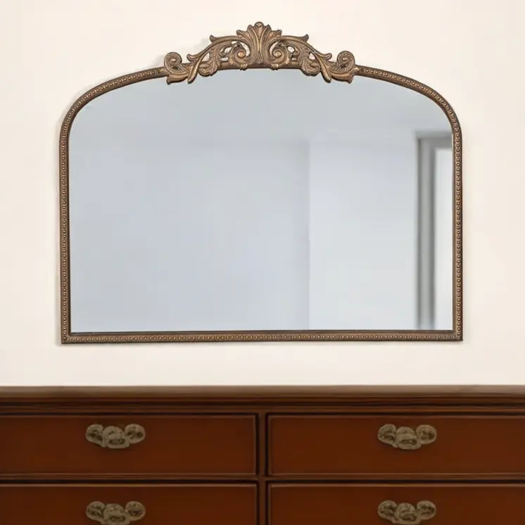 31" Gold Arch Iron Framed Accent Mirror
