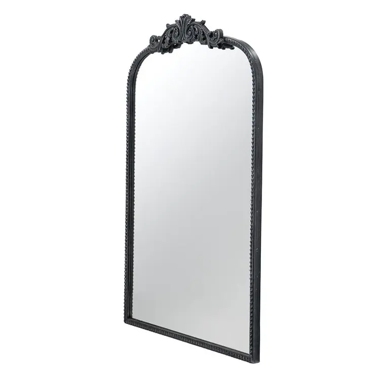 36" Black Arch Iron Framed Accent Mirror