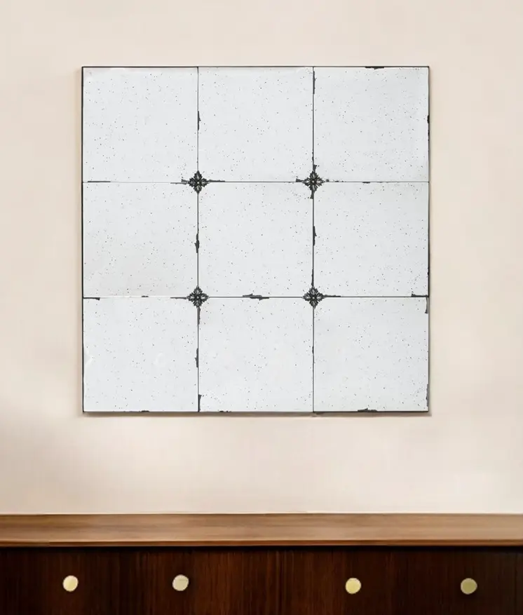 36" Black Square Iron Framed Antiqued Glass Accent Mirror
