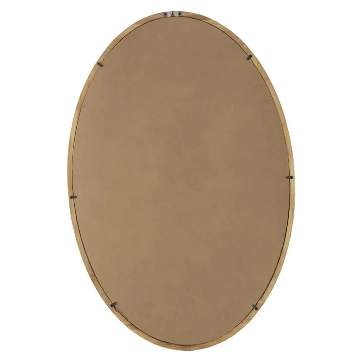 35" Brown Oval Solid Wood Framed Accent Mirror