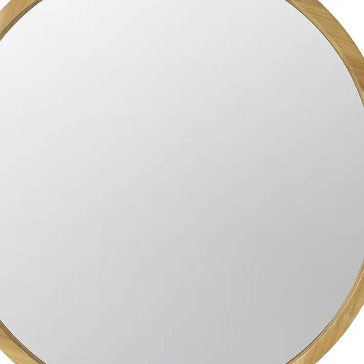 28" Brown Round Solid Wood Framed Accent Mirror