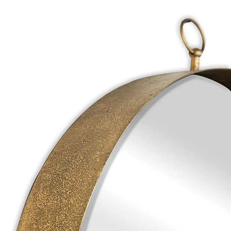 28" Gold Round Iron Framed Accent Mirror