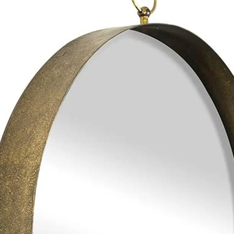 28" Gold Round Iron Framed Accent Mirror