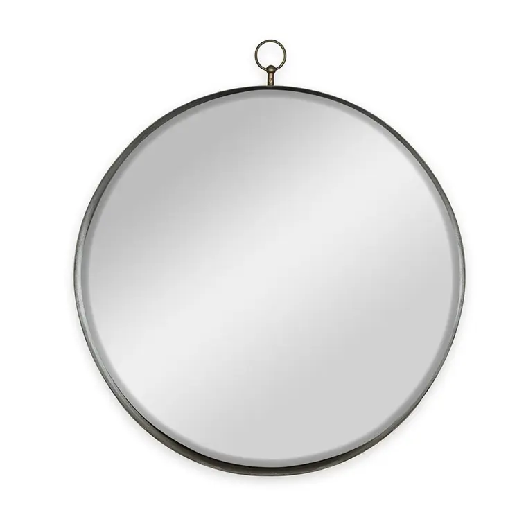 34" Gold Round Iron Framed Accent Mirror