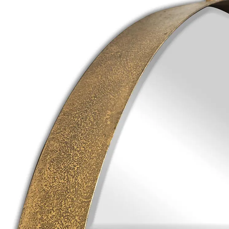 34" Gold Round Iron Framed Accent Mirror