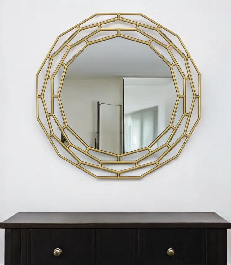 35" Gold Round Framed Accent Mirror