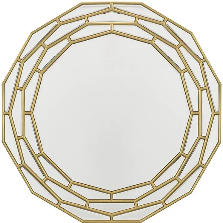 35" Gold Round Framed Accent Mirror