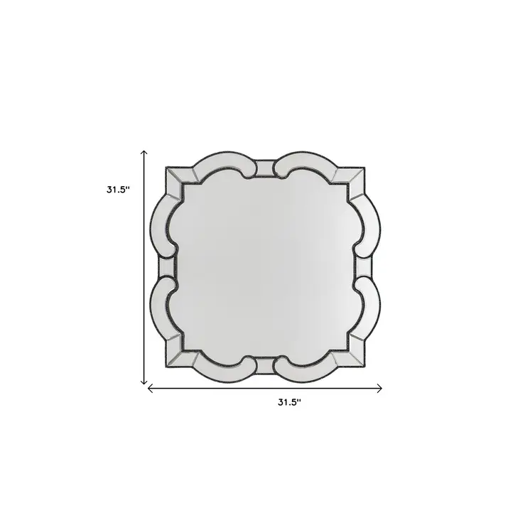 32" Clear Scalloped Glass Framed Accent Mirror