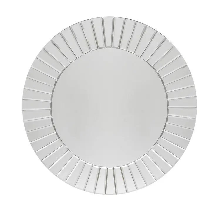 24" Clear Round Beveled Glass Framed Accent Mirror