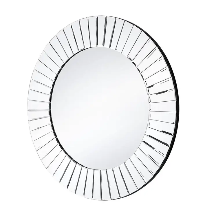 24" Clear Round Beveled Glass Framed Accent Mirror