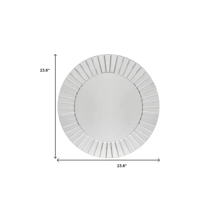 24" Clear Round Beveled Glass Framed Accent Mirror