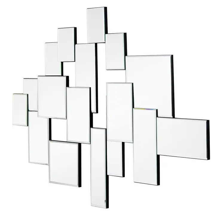 30" Clear Abstract Glass Contemporary Panels Unframed Accent Mirror