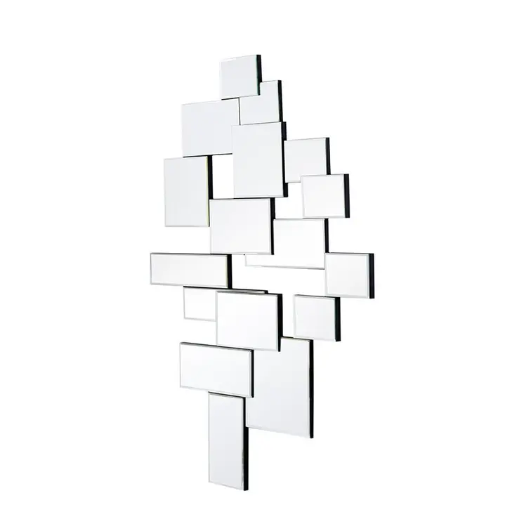 30" Clear Abstract Glass Contemporary Panels Unframed Accent Mirror