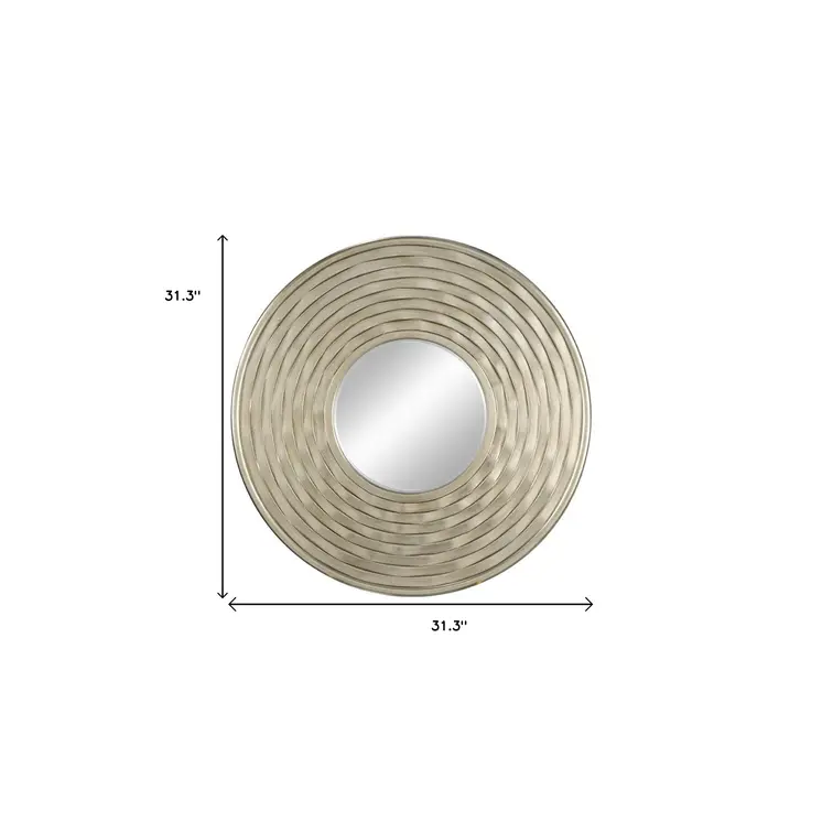 31" Silver Round Dimensional Thick Frame Accent Mirror