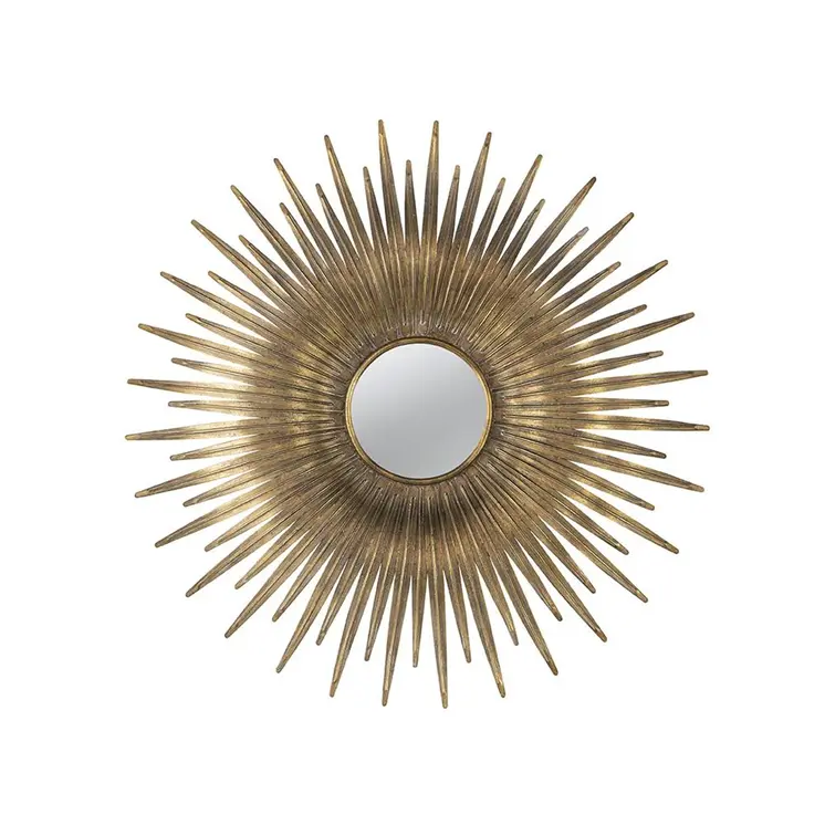 28" Gold Sunburst Iron Framed Accent Mirror