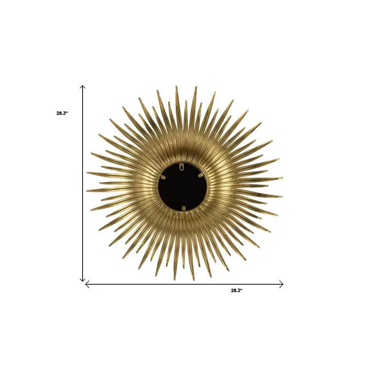 28" Gold Sunburst Iron Framed Accent Mirror
