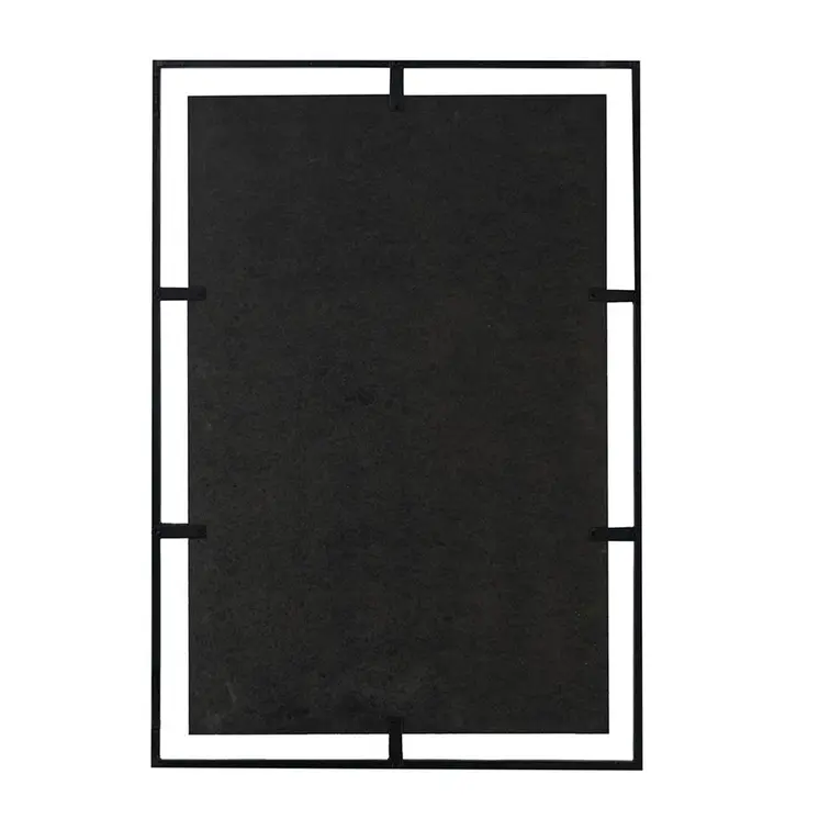 32" Black Iron Framed Antiqued Glass Accent Mirror