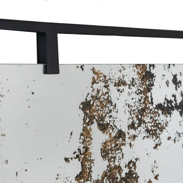 32" Black Iron Framed Antiqued Glass Accent Mirror