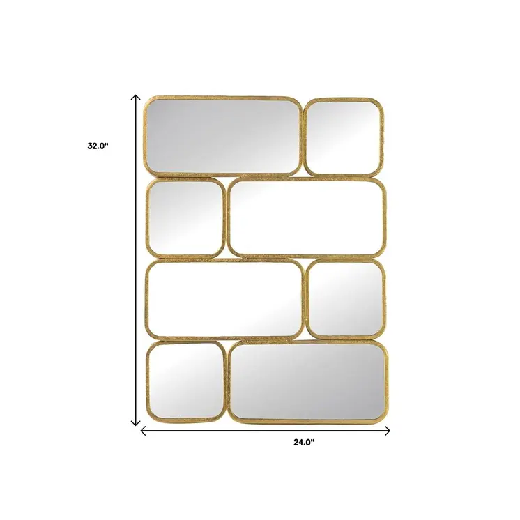 32" Gold Iron Framed Accent Mirror