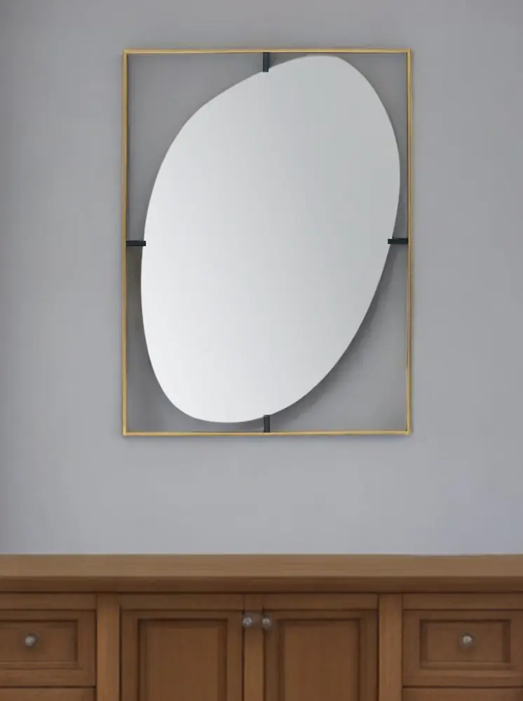 40" Gold Iron Framed Accent Mirror