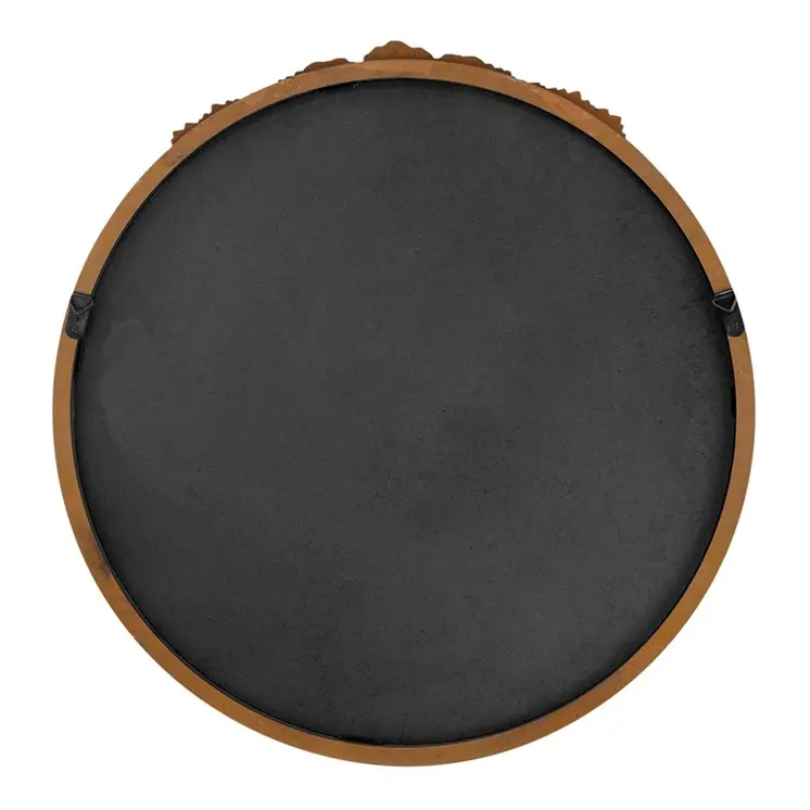 30" Brown Crowned Top Antiqued Glass Framed Accent Mirror