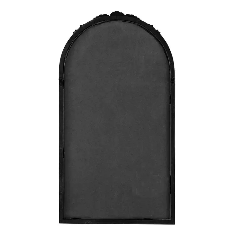 42" Black Crowned Top Antiqued Glass Arch Framed Accent Mirror