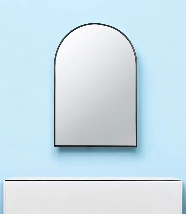 36" Black Arch Metal Framed Accent Mirror
