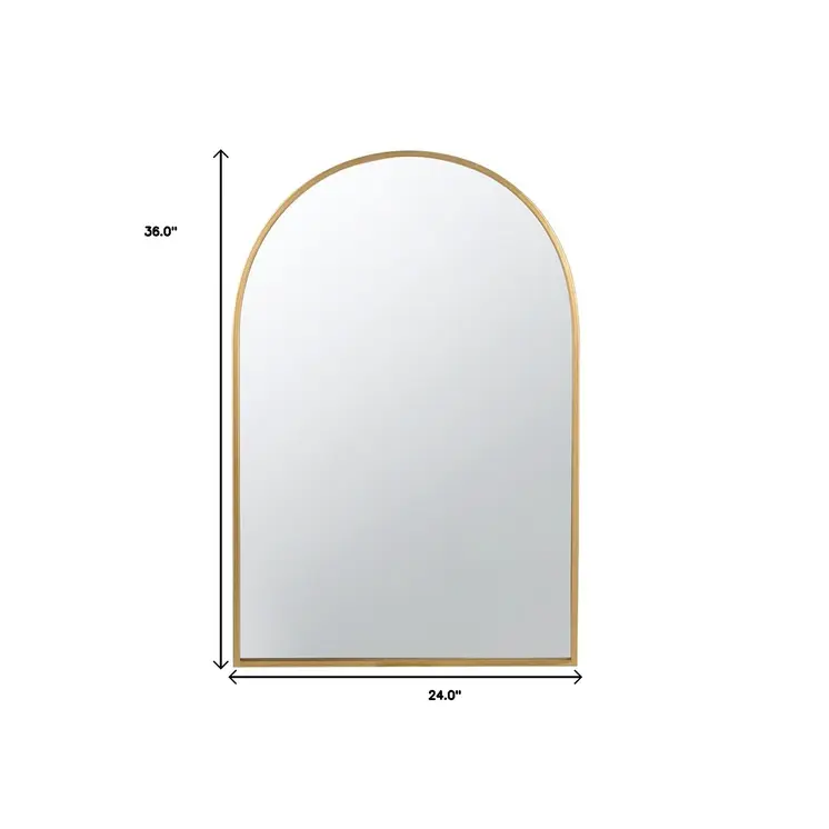 36" Gold Arch Iron Framed Accent Mirror