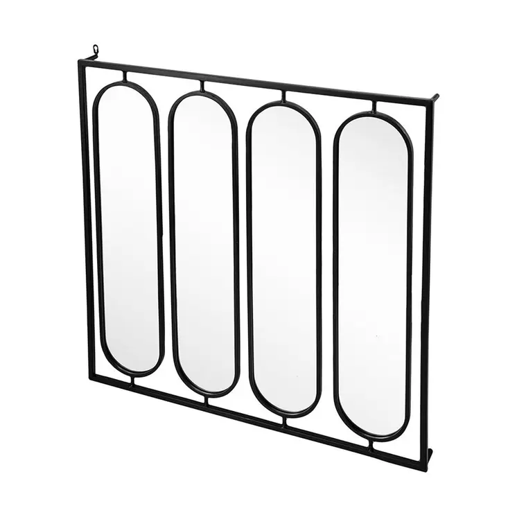 36" Black Square Iron Framed Accent Mirror