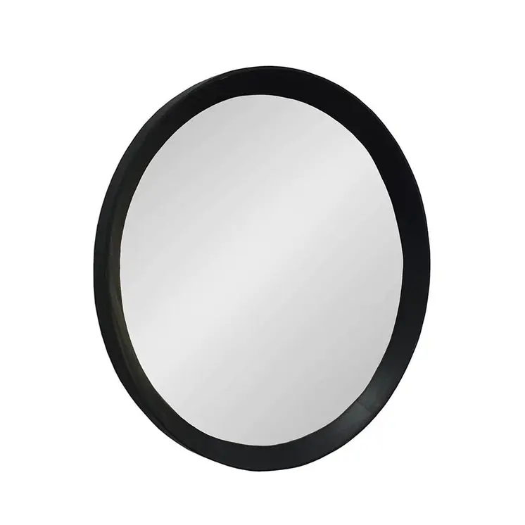 20" Black Round Wood Framed Accent Mirror