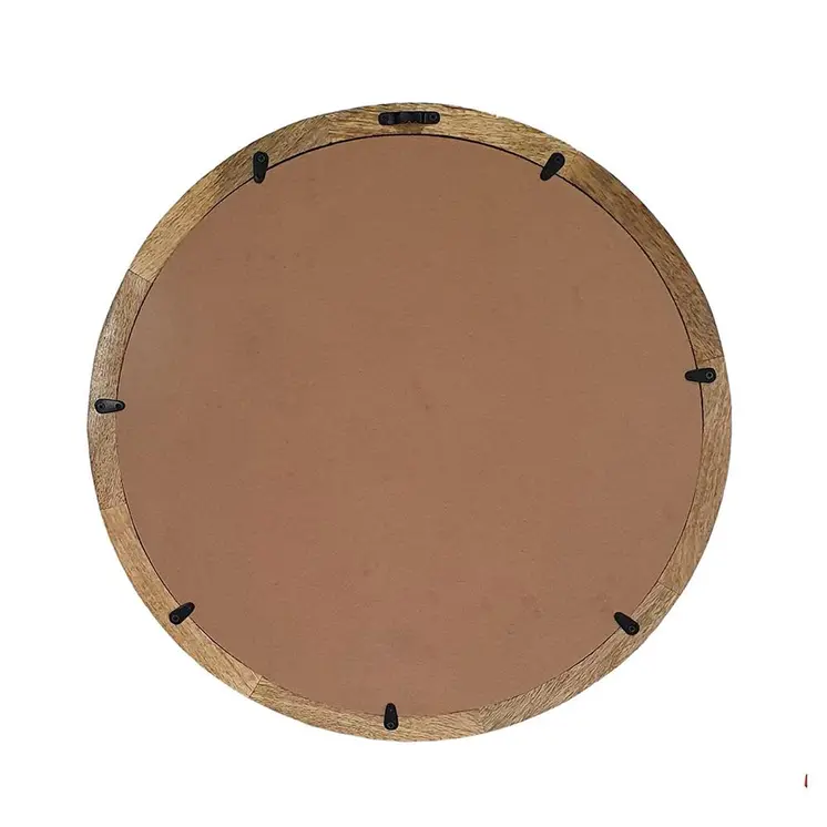 20" Natural Round Wood Framed Accent Mirror