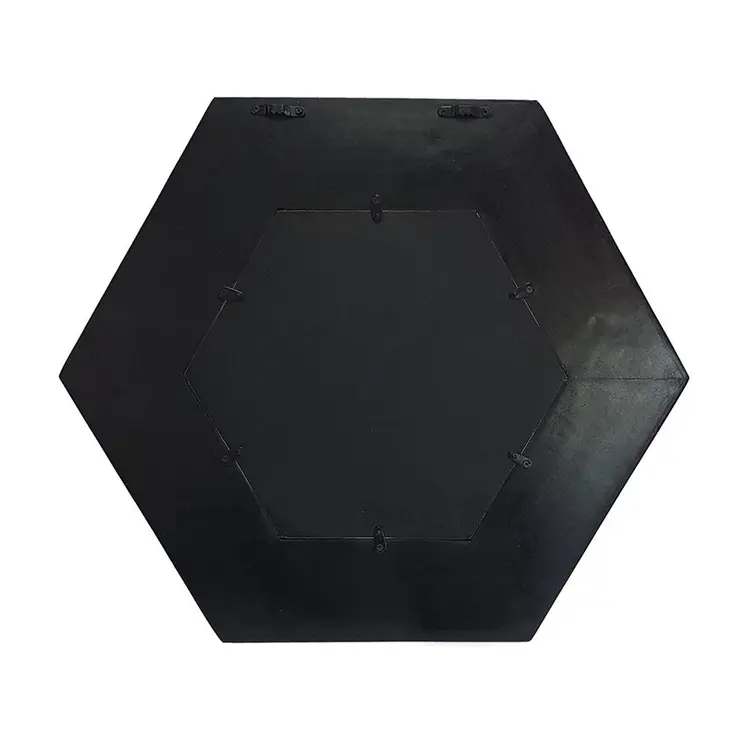 19" Black Hexagon Wood Framed Accent Mirror