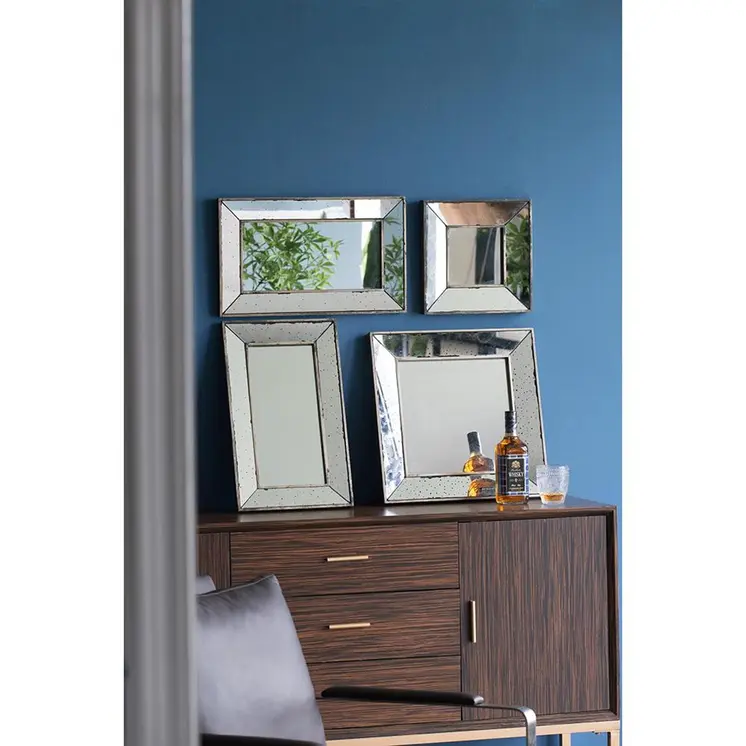 24" Silver Framed Antiqued Accent Mirror