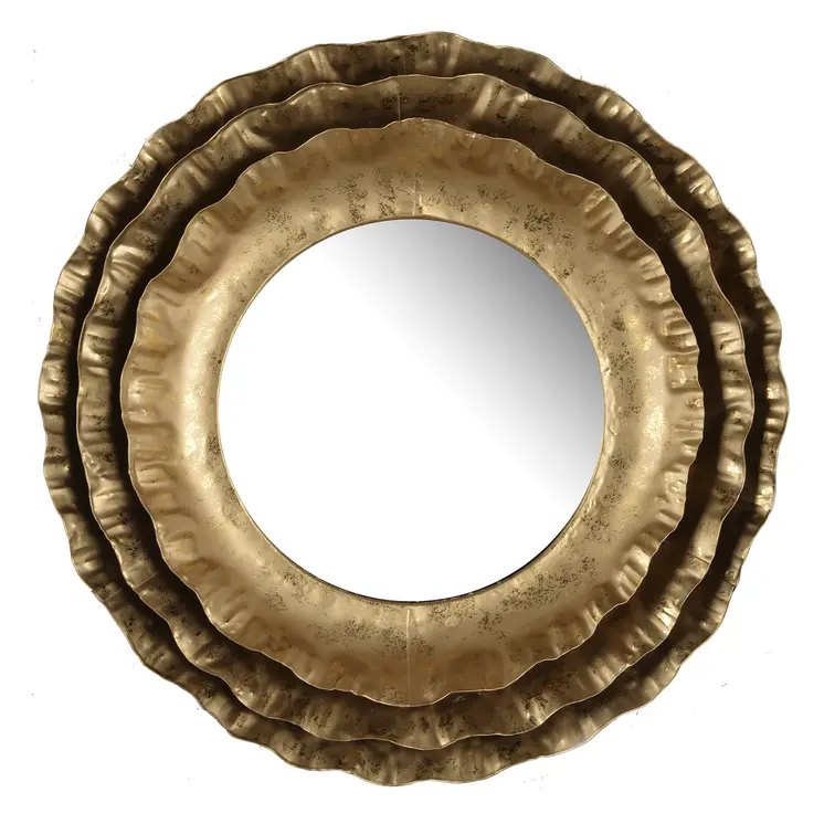 16" Gold Round Iron Framed Accent Mirror